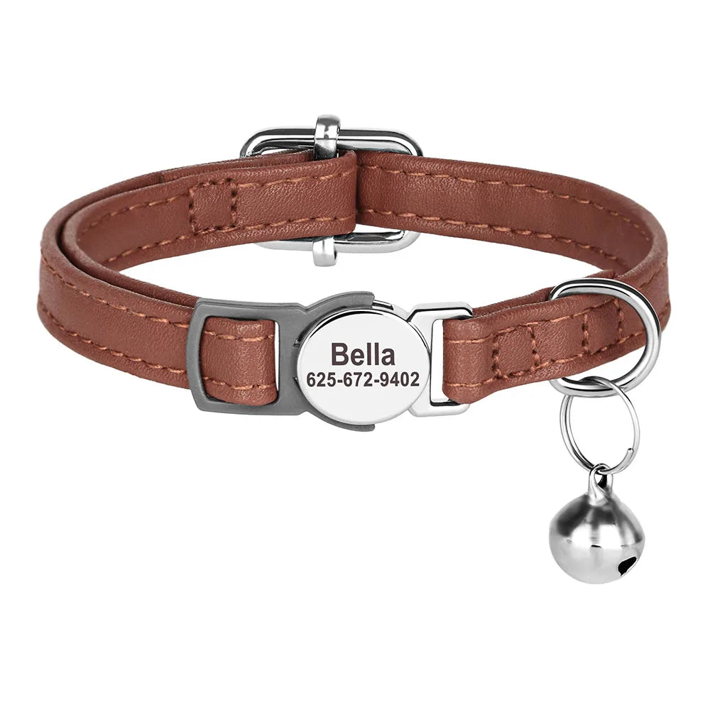 Free personalized kitten collar, engraved with pet dog's name, anti-lost, suitable for cats and small dogs, adjustable