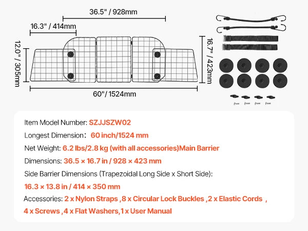SucceBuy Dog Car Barrier Universal Fit Back Seat Pet Guard