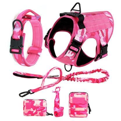 Military Camouflage Dog Harness With Adjustable Leash