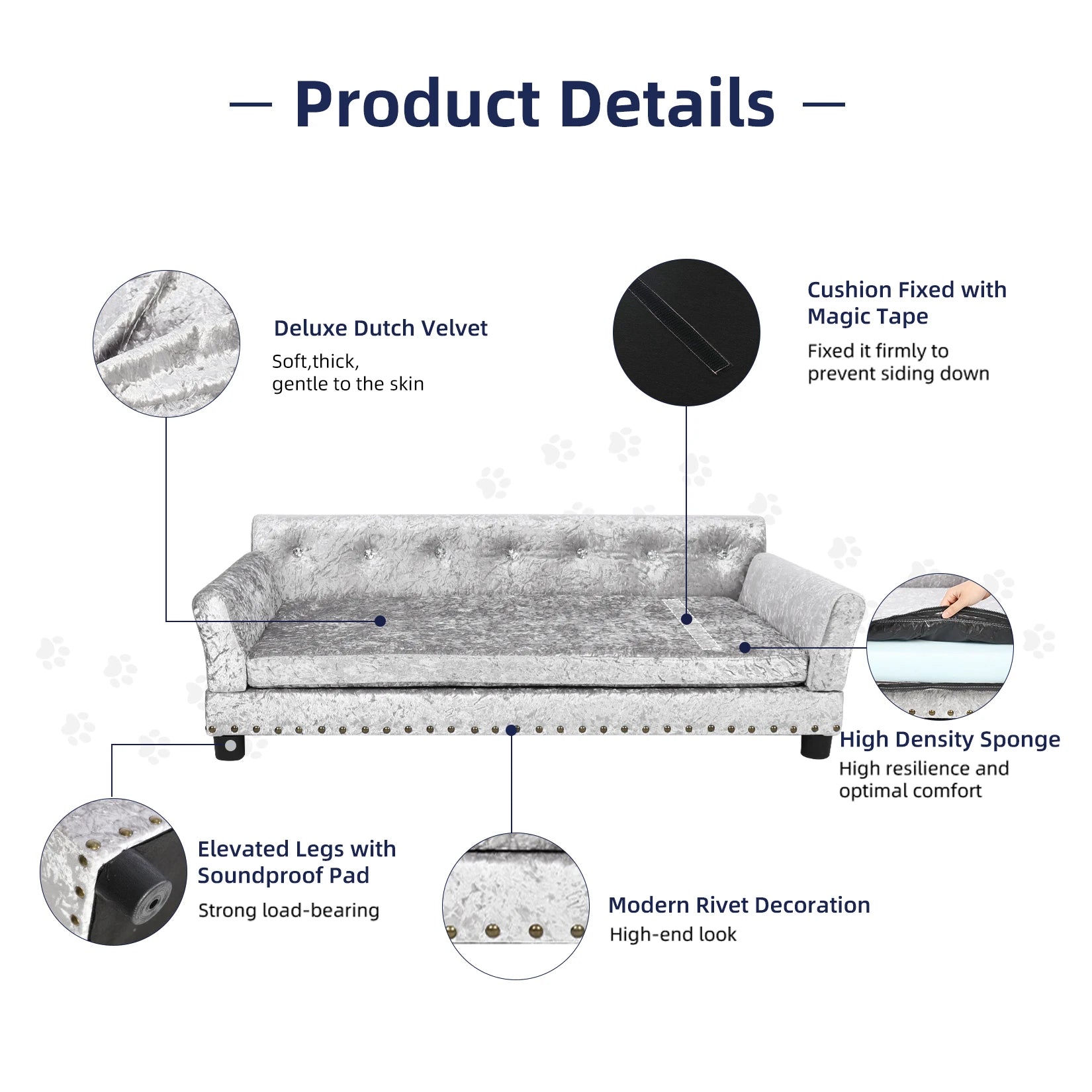 Extra Large Dog Sofa Couch Bed for Medium to Large Dogs Elevated Pet Sofa Lounge Furniture Removable Sponge Cushion