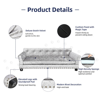 Extra Large Dog Sofa Couch Bed for Medium to Large Dogs Elevated Pet Sofa Lounge Furniture Removable Sponge Cushion