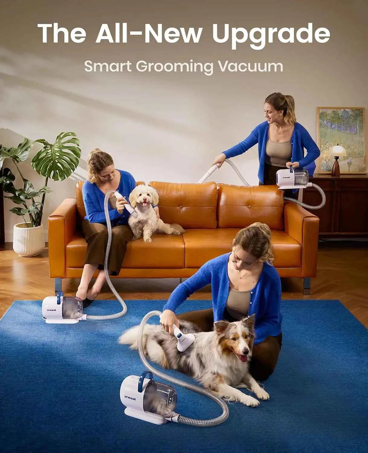 Dog Grooming Vacuum 15000Pa Suction, 99% Pet Hair Capture, Quiet Brush ≤59dB, 4 Accessories, 2L Canister