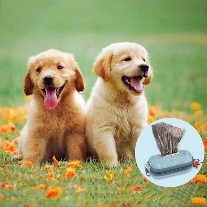 Portable Pet Dog Poop Bag Dispenser Pick-Up Bags Holder With Rope Cleaning Waste Garbage Box