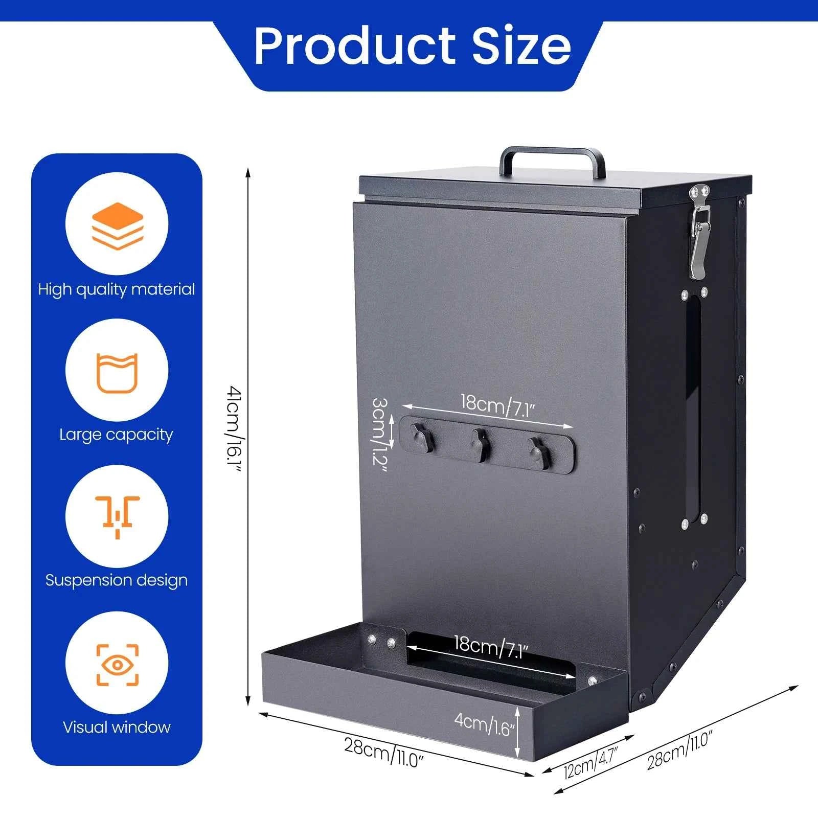 Large Stainless Steel Hanging Dog Bowl Feeder for Crate Cage - No Spill Pet Food Dispenser