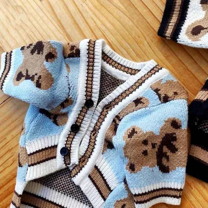 DOGGYZSTYLE Luxury Striped Cotton Cardigan Sweater For Dogs And Cats