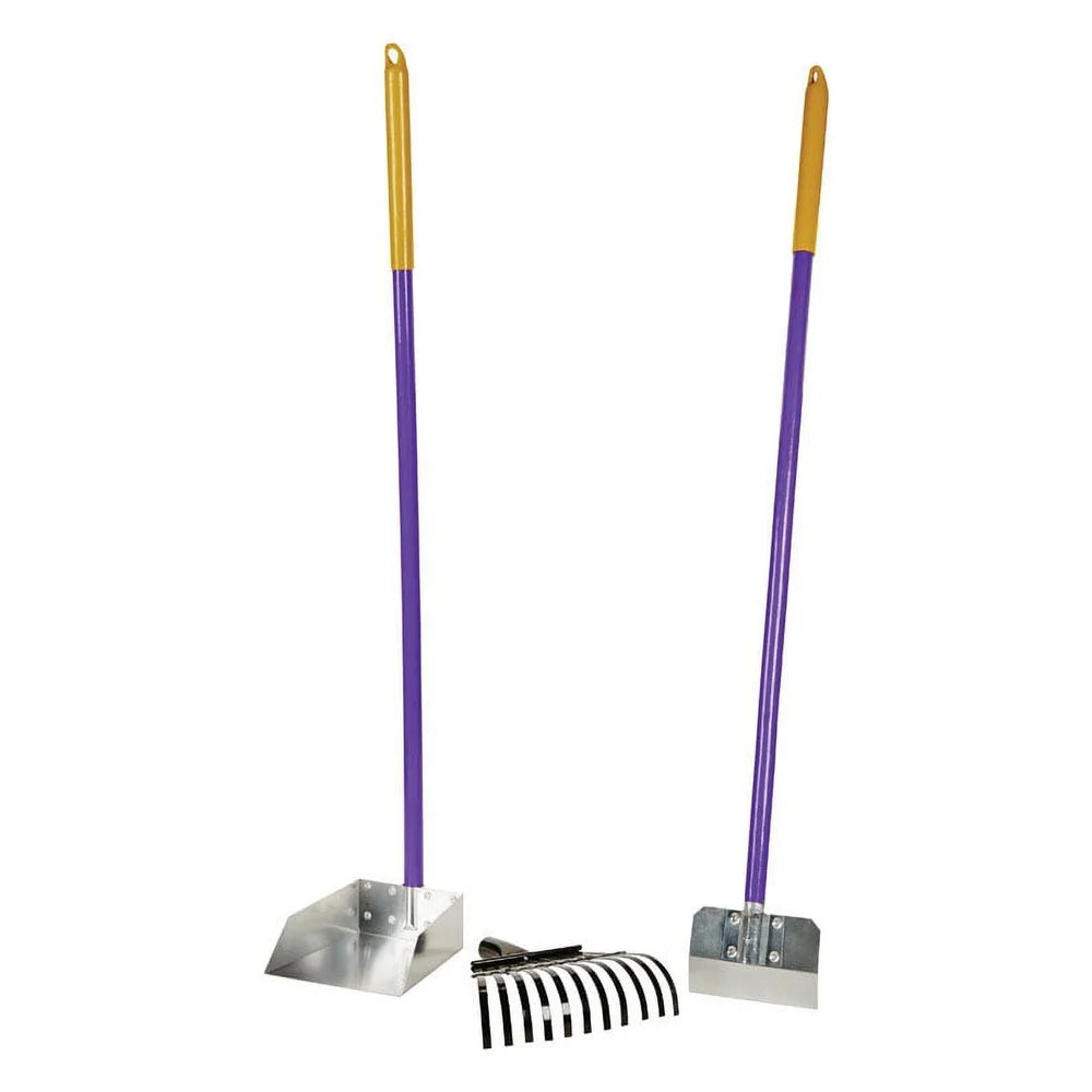 Aluminum Dog Waste Pickup Tool Kit with Rake Pan Handle Lightweight Pet Accessory Easy Cleanup 3 Pieces