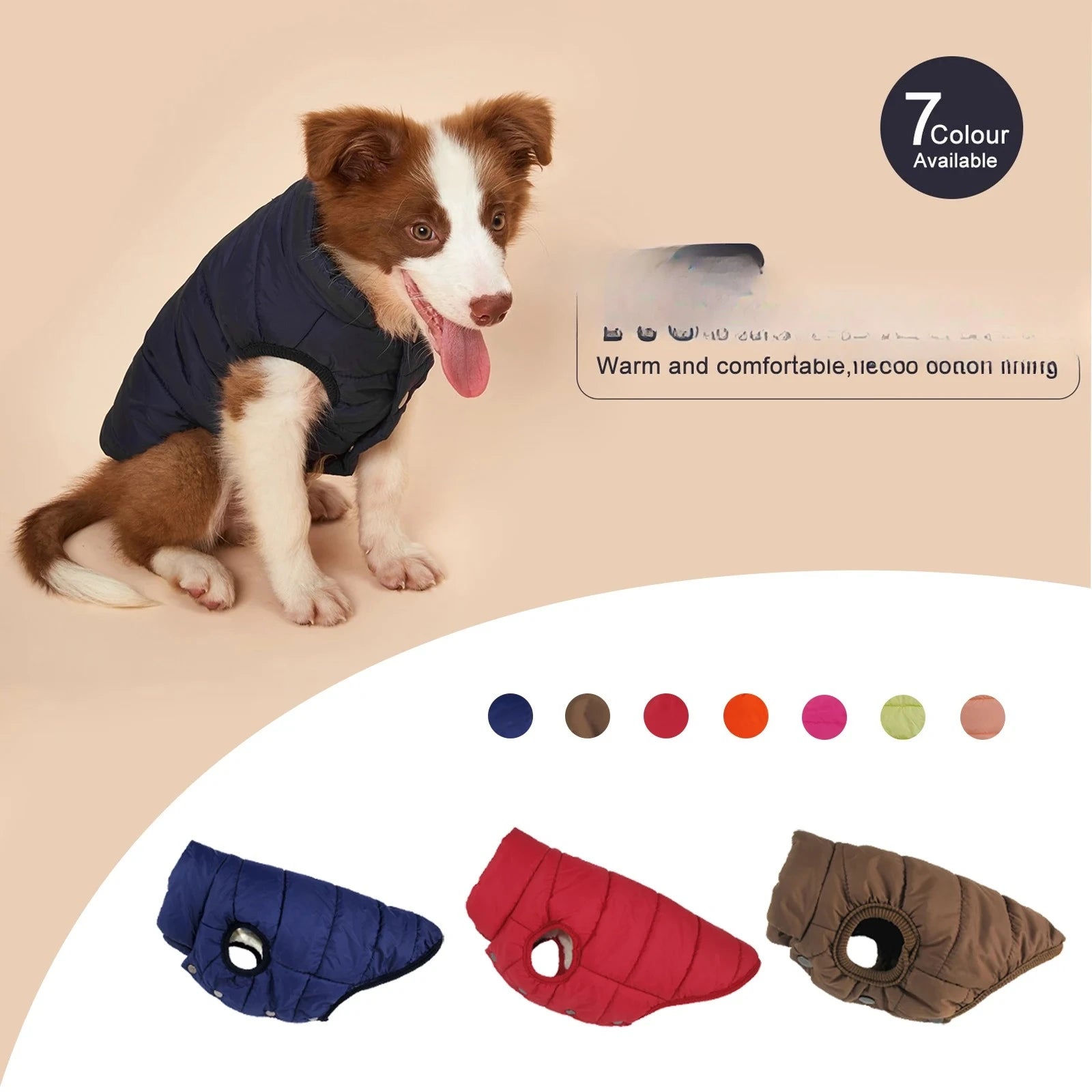 NONECN Winter Dog Jacket With Fleece Lining For Cold Weather