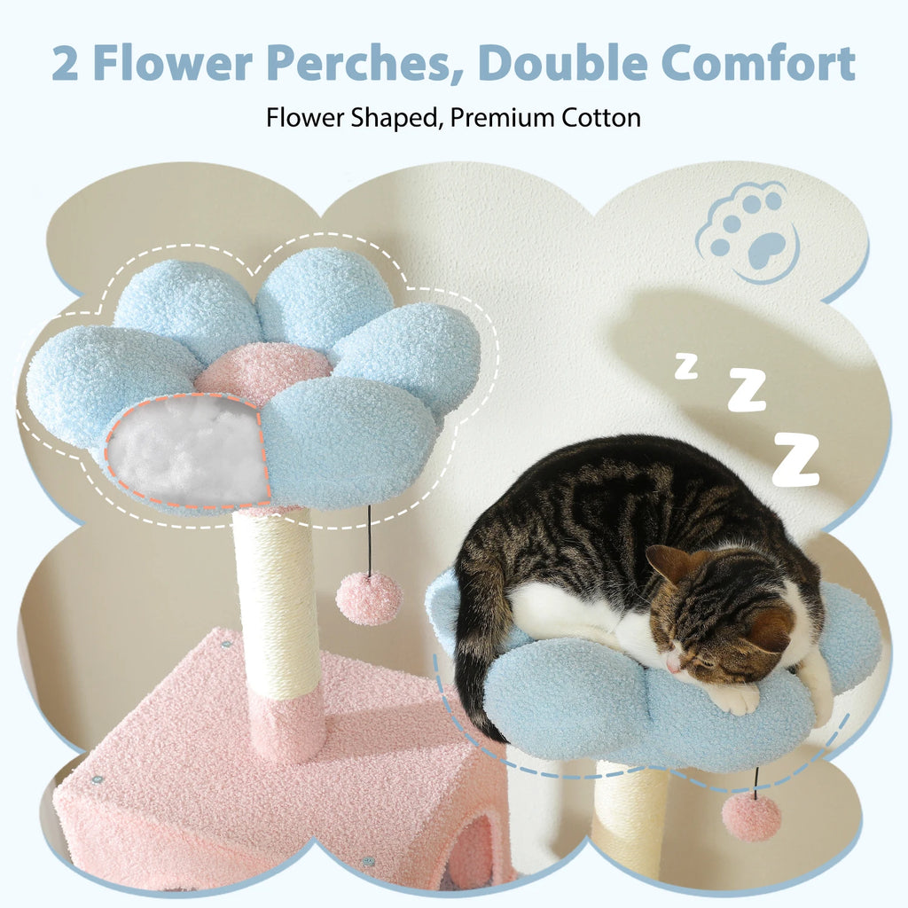 PETEPELACN Cat Tree Tower With Five Tier Sisal Posts
