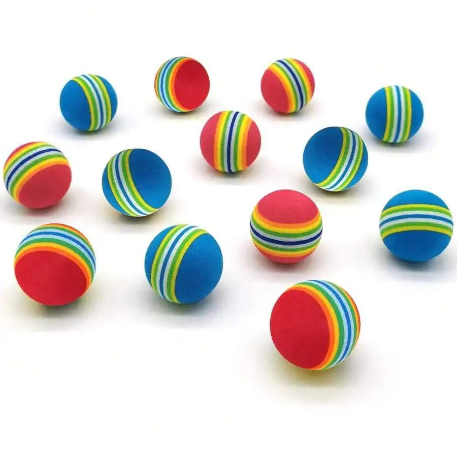 Rainbow Striped Soft EVA Foam Cat Toy Balls For Cats