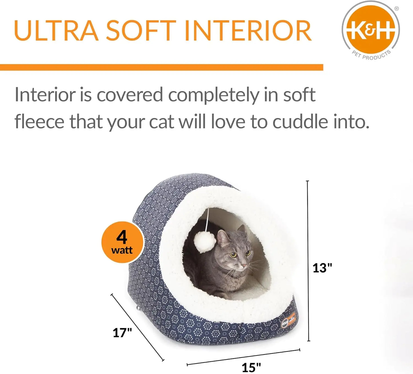 Heated Cat Cave Bed Collapsible Pet Tent and Machine Washable