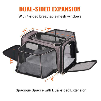 SucceBuy Pet Cat Carrier Breathable Outgoing Dog Carry Backpack with Telescopic Handle Wheels and Shoulder Strap for Travel Trip
