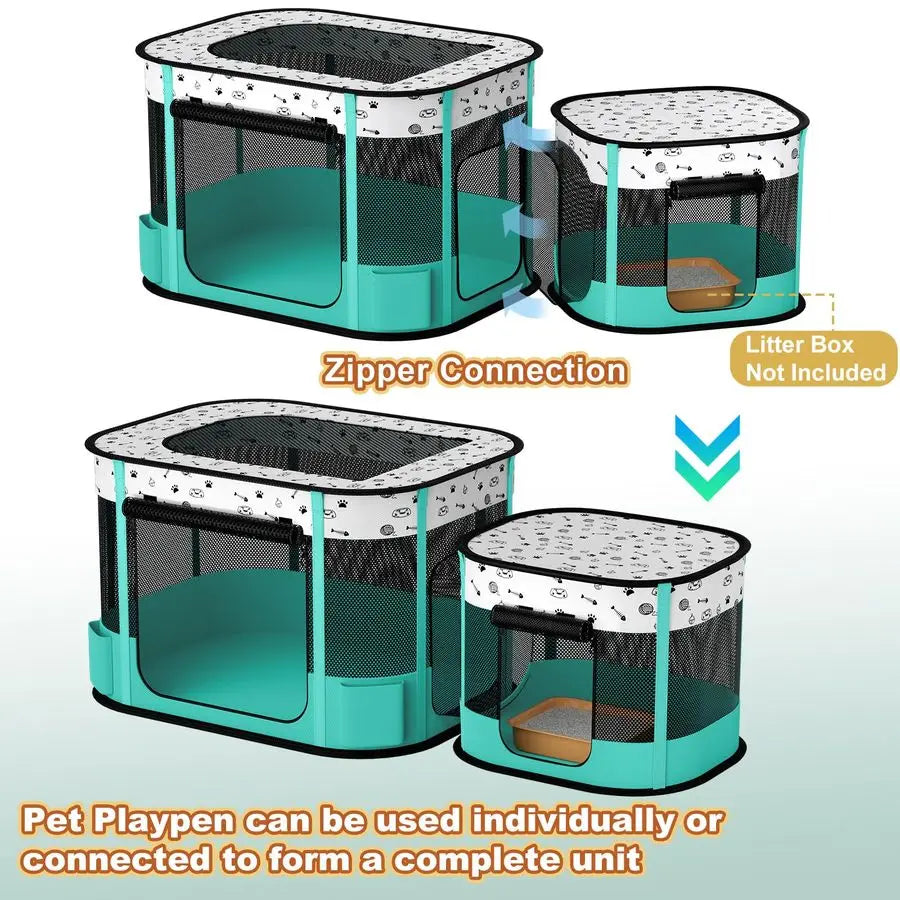 XMSJ Portable Cat Playpen With 8 Rod Reinforced Folding Pen