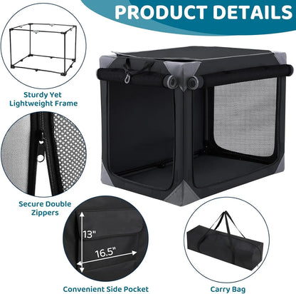 Collapsible Dog Crate, 36/42" Outdoor Travel Dog Crate, Portable Fabric Cover Kennel by Iron Pipe Dog Crate w/4 Mesh Windows