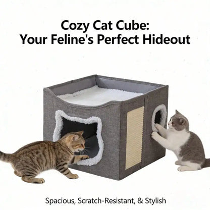 Multi Level Cat House With Foldable Play Cube Bed Tunnel