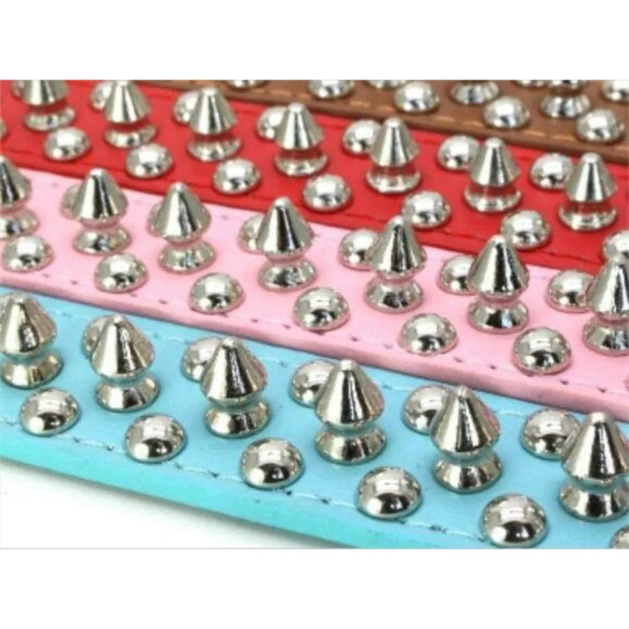 Dog Coar piked, uhroo Rivet pike Dog Coar Anti-Bite tudded Protective Pet Neck Faux eather Feae Puppy Coar for a ediu arge Gir