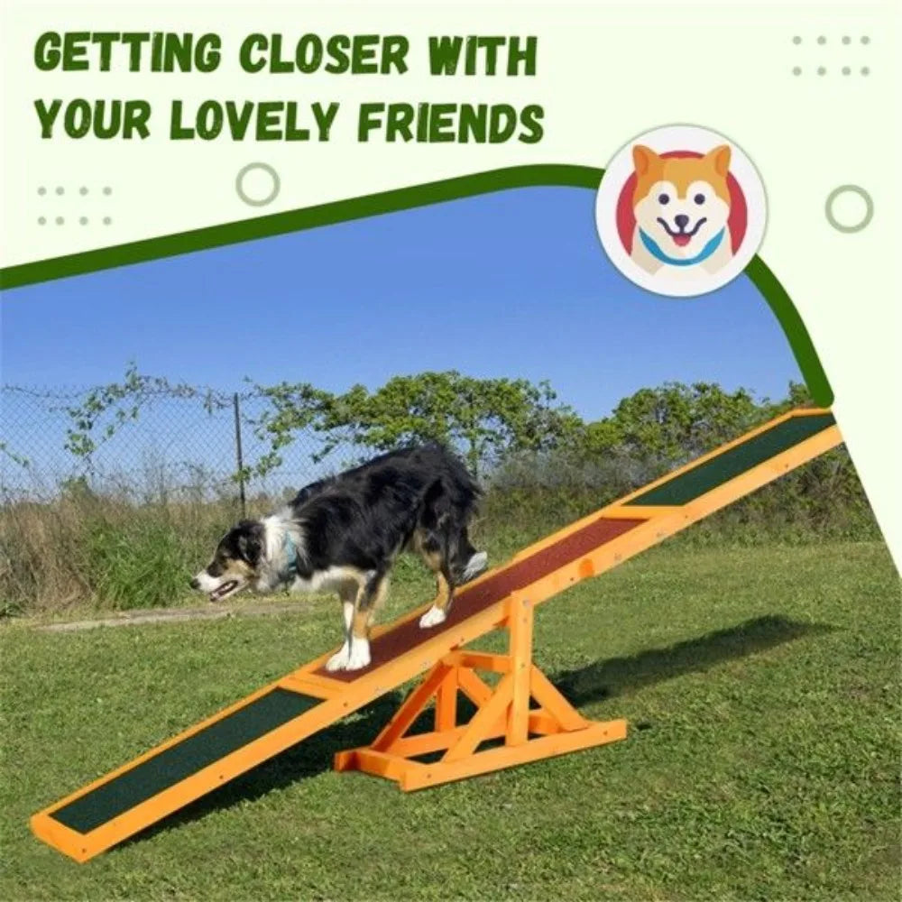 Dog Agility Ramp,Pet Seesaw,Fir Wood Large Dog Exercise Platform with Anti-Slip Surface,Dog Agility Ramp
