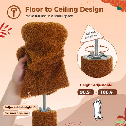 PETEPELACN Floor to Ceiling Cat Tree With Condo Hammock