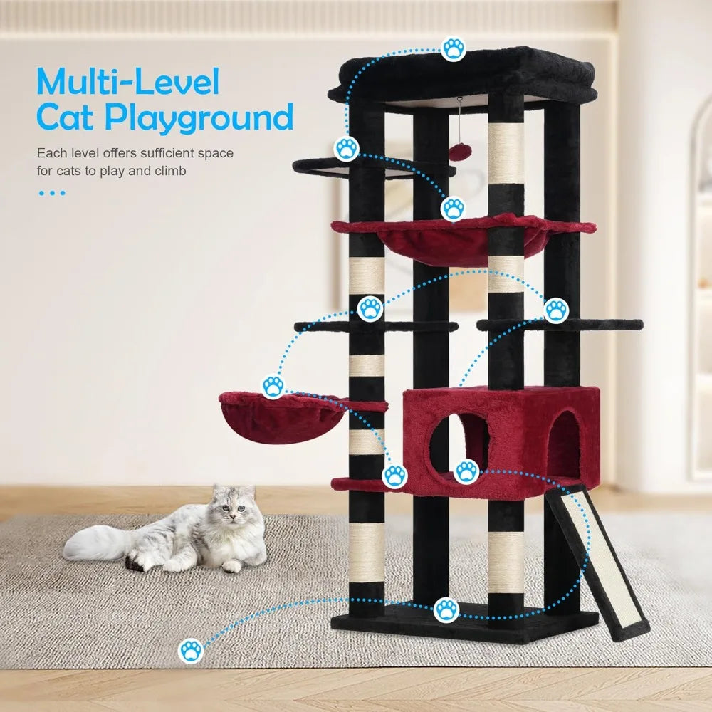 Pet Harmony Supplies Cat Tree Tower With Condo Hammock