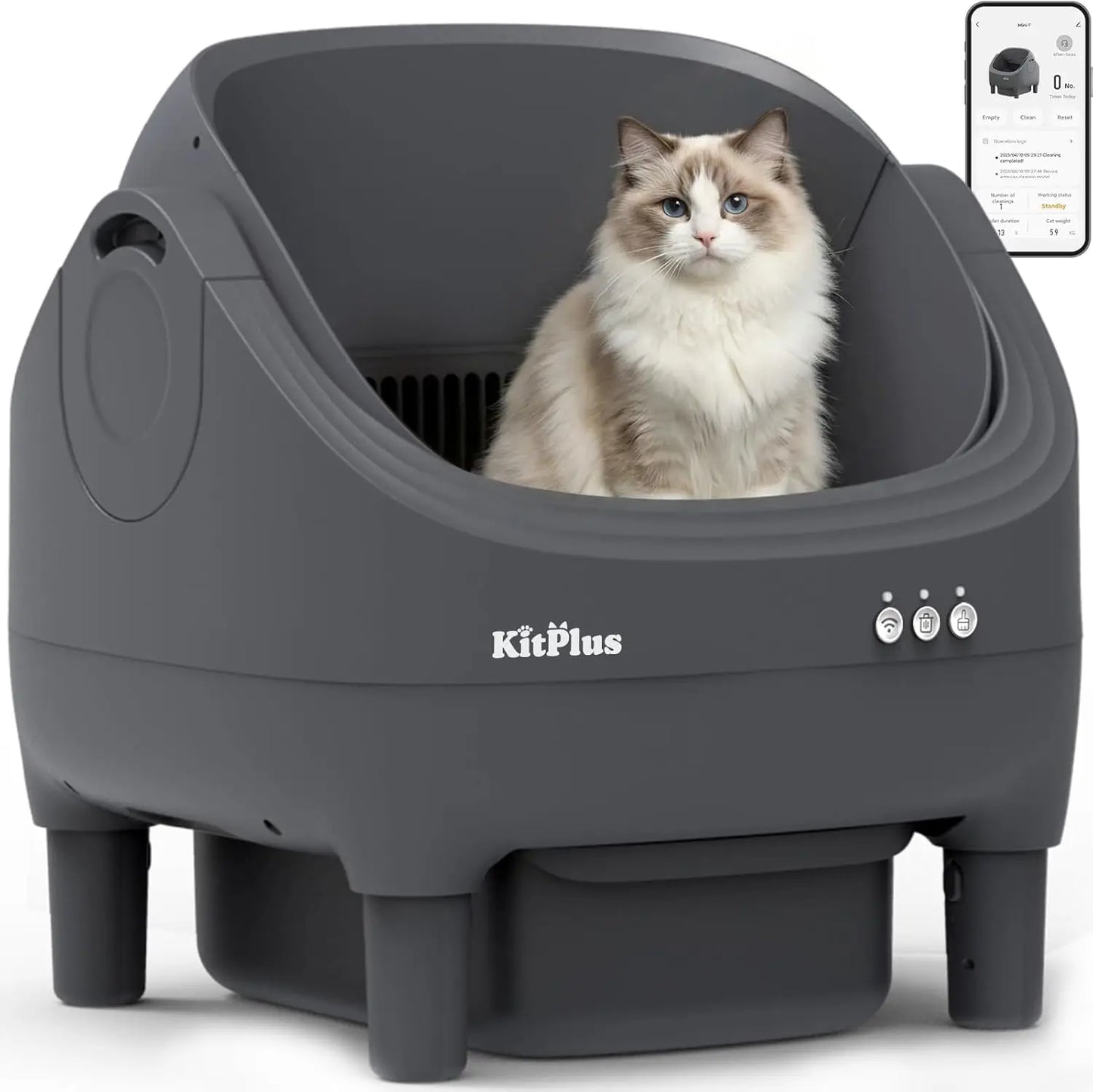 Open Top Self Cleaning Electric Cat Litter Box App Control