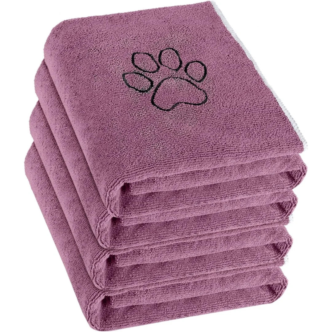 Pet Drying Towel for Dogs & Cats, Ultra-Absorbent Microfiber Bath Towel with Paw Print, Soft Quick Dry Shammy Towel for Puppy