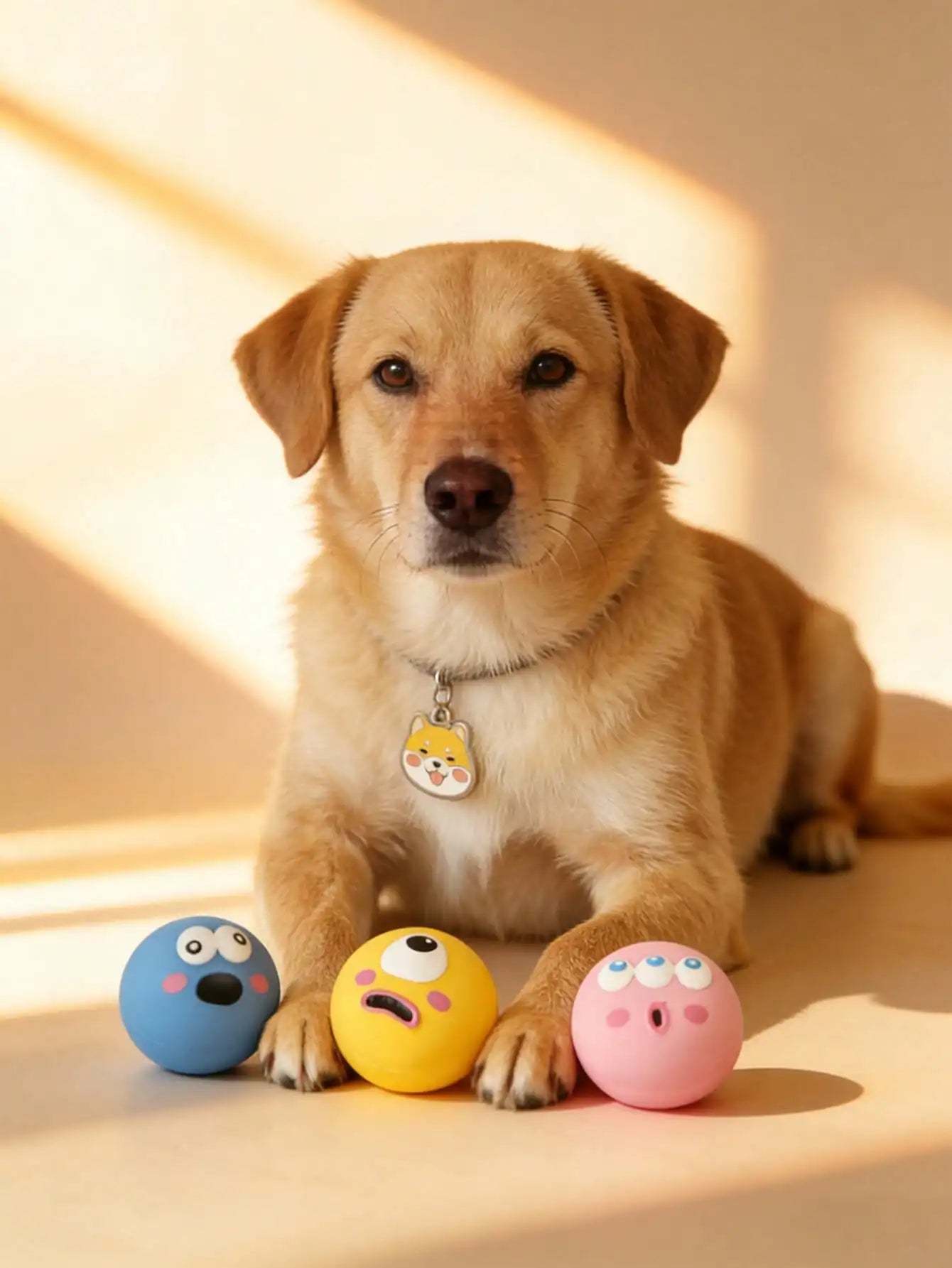 Squeaky Dog Toy With Big Eyes Durable Rubber Dental Ball