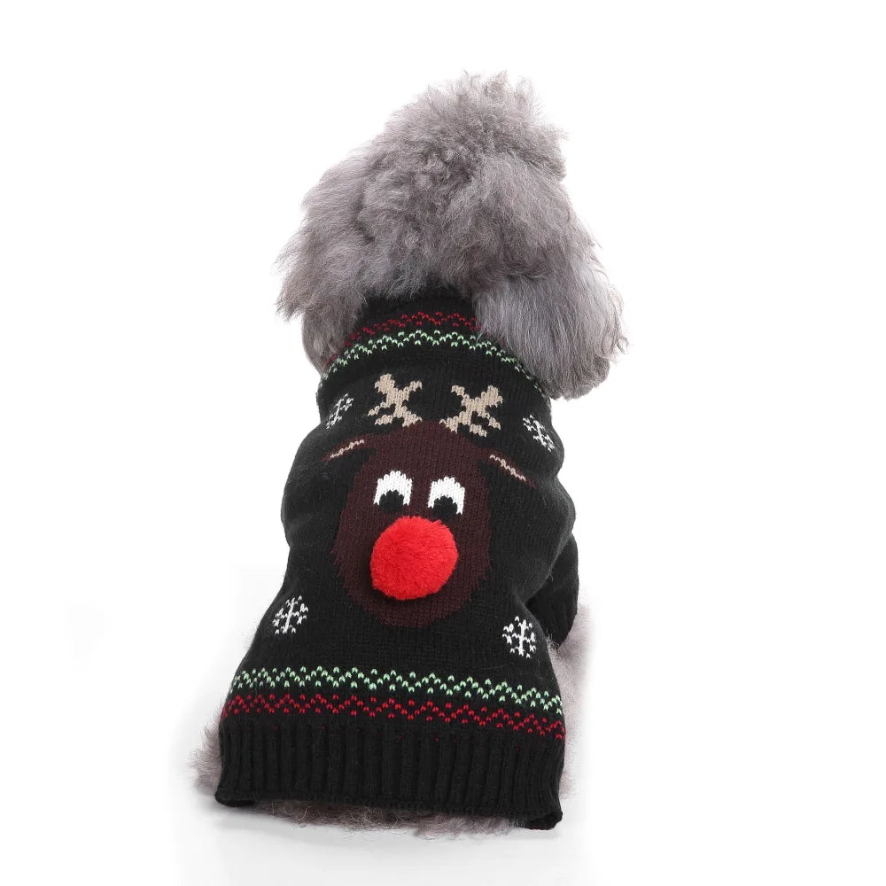 Dog Stripes Sweaters Winter Knitting Pet Sweater for Medium Large Dogs Christmas Elk Dog Clothes Labrador Pullovers Costume