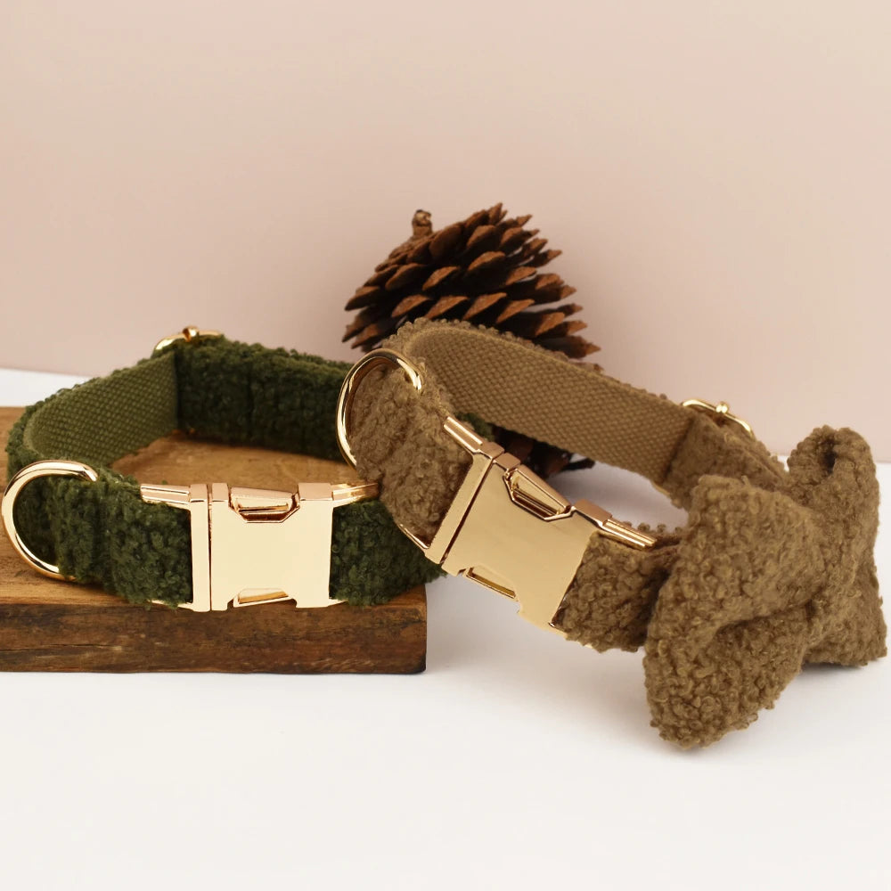 NONECN Personalized Dog Collar Harness Leash Set Custom Logo Bow