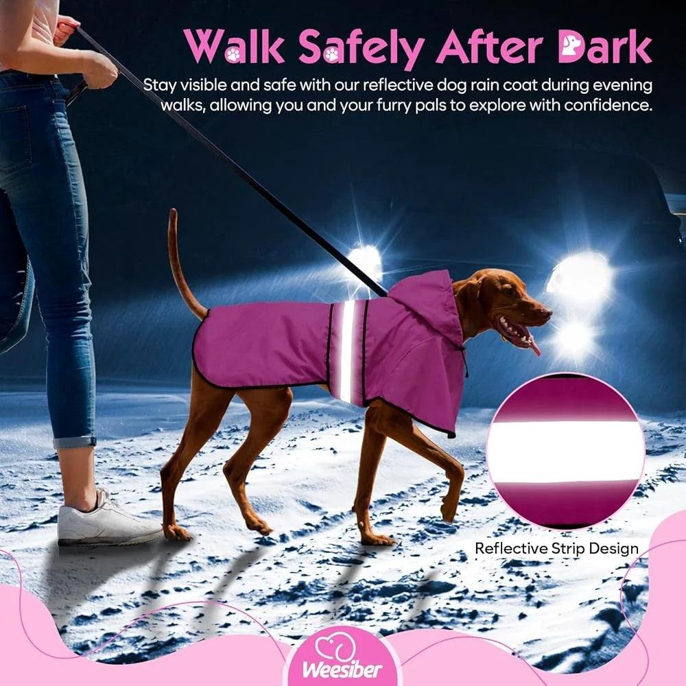 Lightweight Waterproof Dog Rain Jacket Poncho with Leash Hole Hooded Design Adjustable Straps Small Medium Large Pets