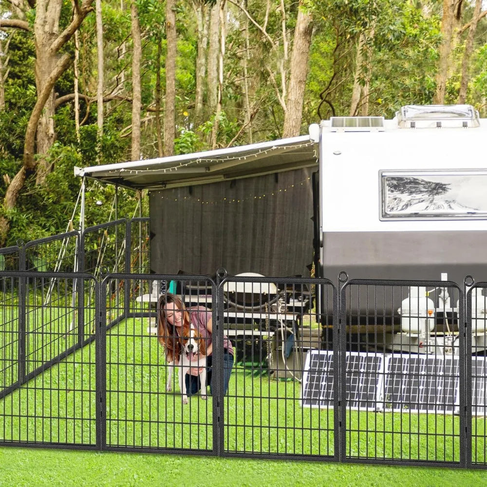 Dog Playpen Outdoor with Low Threshold Full Gate, 40" Height 14 Panels Large Dog Pen Dog Fence Outdoor for Yard, Heavy Duty Pet