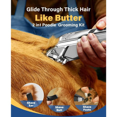 XMSJ Cordless Waterproof Dog Grooming Kit Heavy Thick Coat Clippers