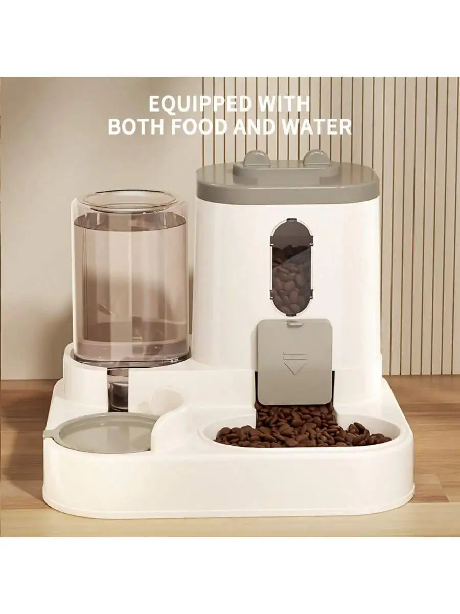 2 In 1 Automatic Cat Feeder Water Dispenser Dual Purpose Auto Portion Control Pet Food Water Bowl for Small Dogs Kittens