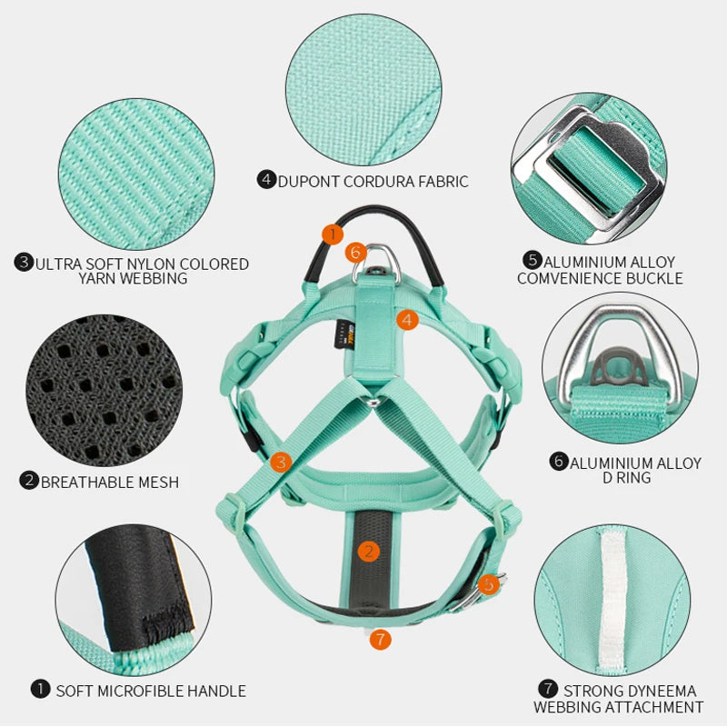 Adjustable No Pull Reflective Nylon Dog Harness Comfortable