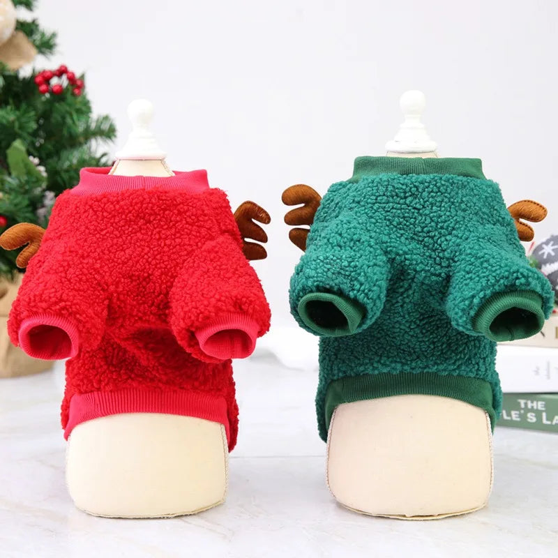 Christmas Pet Clothes Warm Fleece Dog Sweaters Puppy Cat Winter Coats Clothing for Small Dogs Puppy Cat Chihuahua Costume