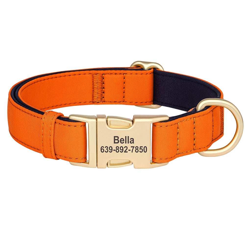 NONECN Personalized Waterproof Nylon Dog Collar Padded Engraved