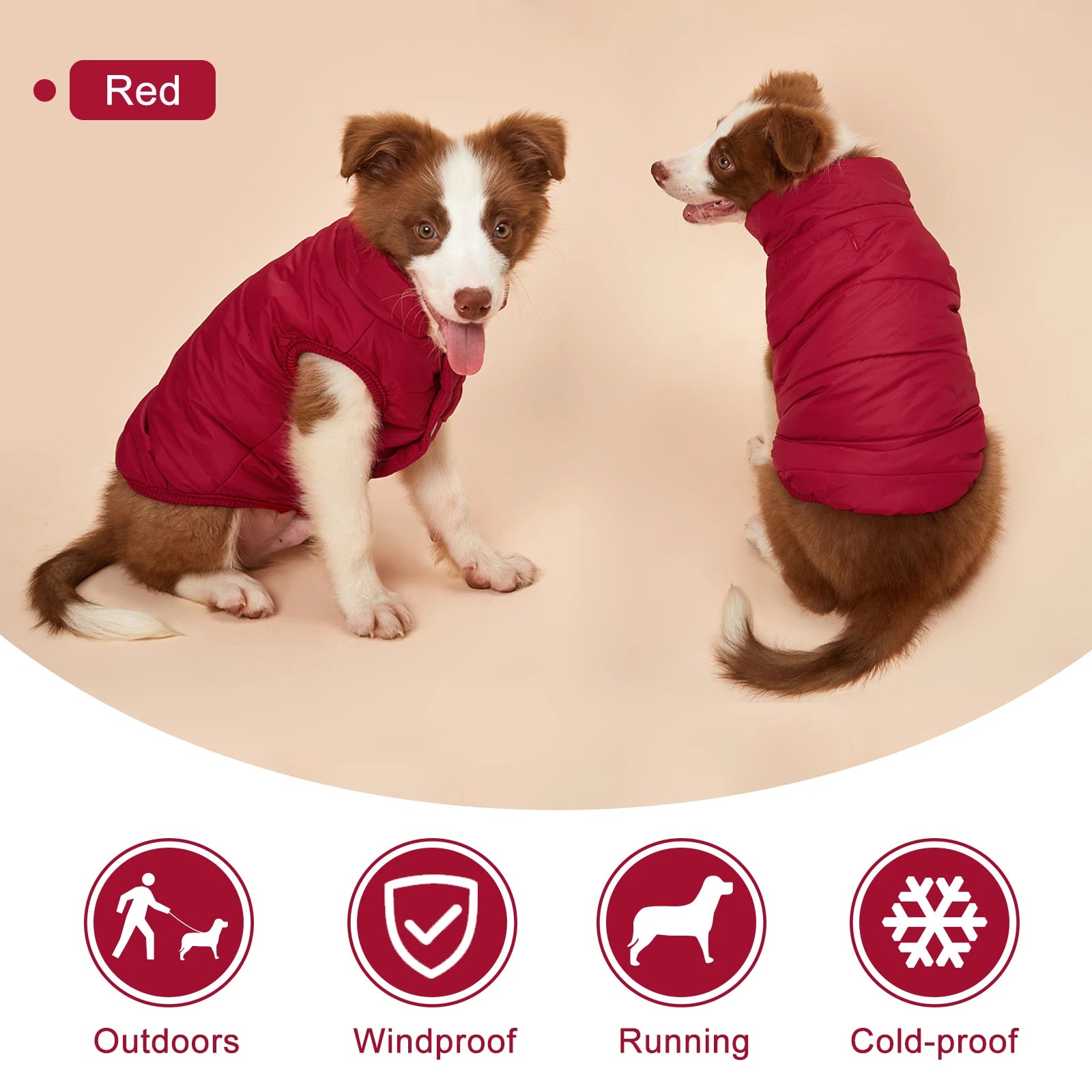 NONECN Winter Dog Jacket With Fleece Lining For Cold Weather