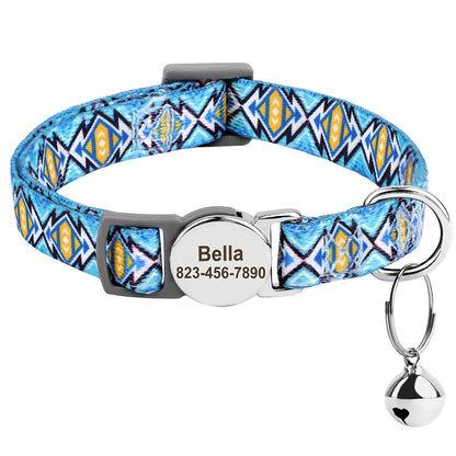 Free personalized kitten collar, engraved with pet dog's name, anti-lost, suitable for cats and small dogs, adjustable