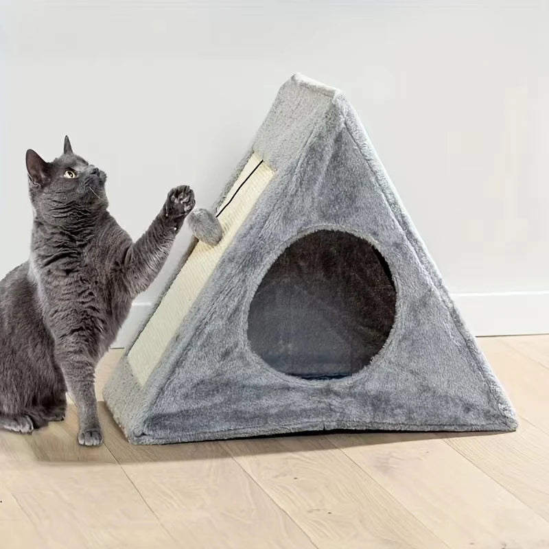 Plush Cat Bed With Toy Ball And Sisal Scratching Board