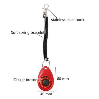 2 in 1 Dog Training Clicker Pet Plastic New Dogs Click Trainer Aid Tools Adjustable Wrist Strap Sound Key Chain Dog Supplies
