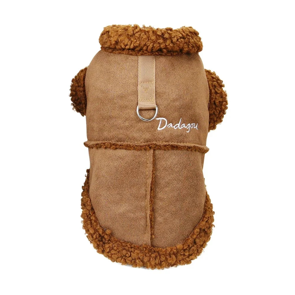 British Style Dog Jacket Lamb Fleece Winter Dog Clothes for Small Dogs Puppy Costume Chihuahua Warm Coat Pet Pug Yorkie Outfits
