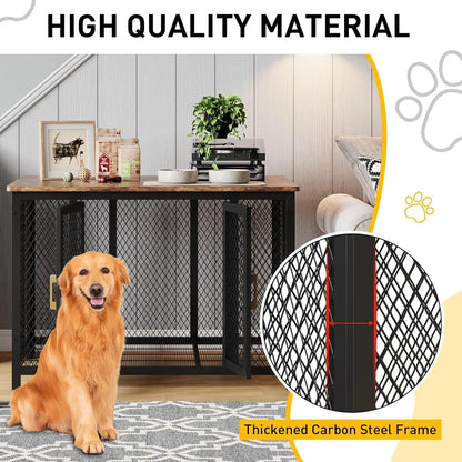 48 Inch Large Dog Crate Furniture with Top Access Door,Heavy Duty Wooden Pet Cage for Medium to Large Dogs Up to 110 Lbs