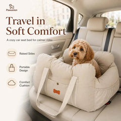 Dog Car Seat for Small Medium Dogs, Portable Pet Booster Seat with Soft Plush Interior, Storage Pocket & Safety Tether, Cozy Travel Bed for Front or Back Seat