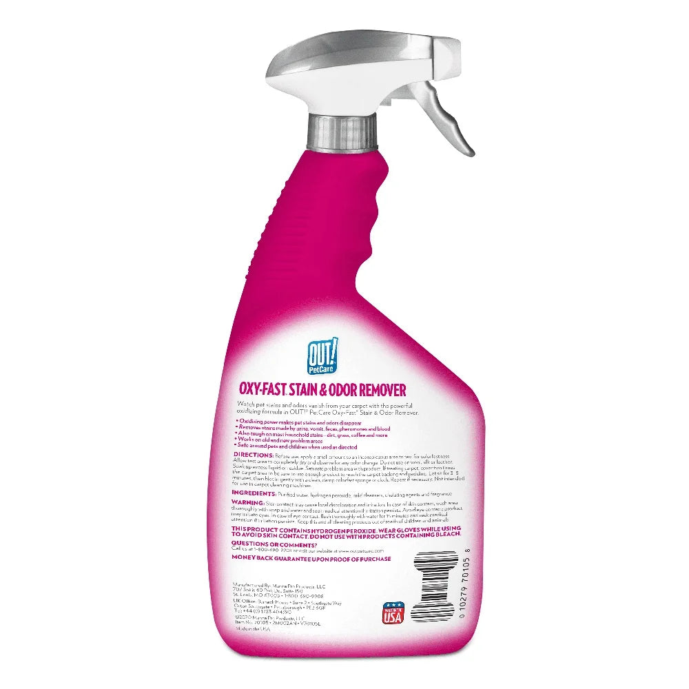 Oxygen Activated Pet Stain Odor Remover 32oz Pro-Bacteria Enzyme Formula Safe Pets Children Carpet Rugs Bedding Concrete