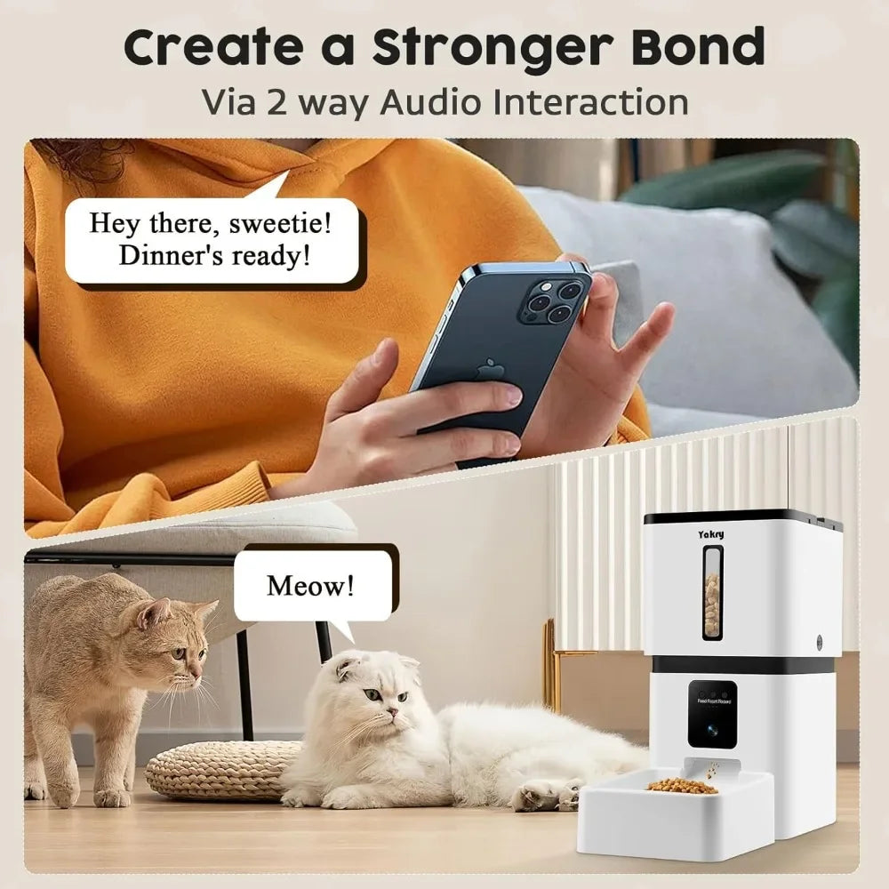 Automatic Dog Feeder with Camera WiFi: 5G App Control Easy Setup Cat Food Dispenser - HD 1080P Video Recording Timed Pet Feeder