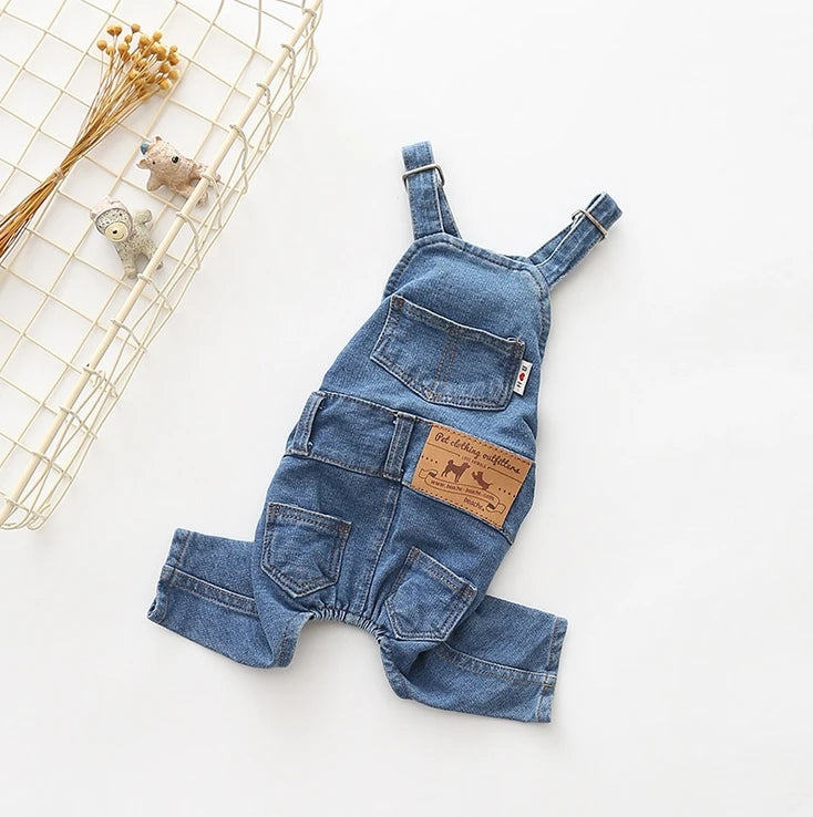 Denim Dog Overalls For Small Pets Puppy Cowboy Costume
