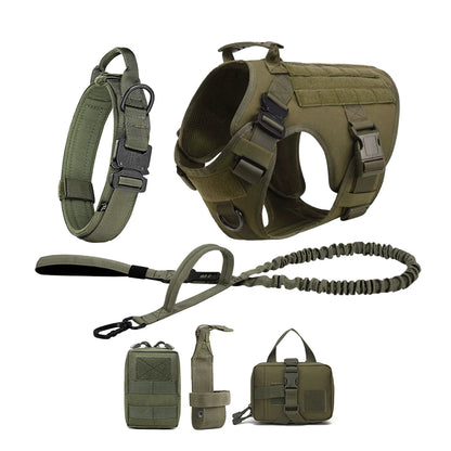 PETRAVEL Tactical Dog Harness Leash Molle Pouches For German Shepherds