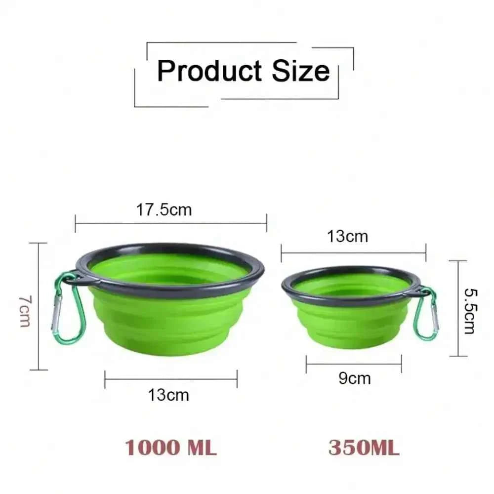 2026 Folding Portable Silicone Dog Feeder Bowl 2 In 1 Pet Dispenser Outdoor Travel Dog Cat With Carabiner Bottle Food Water Container