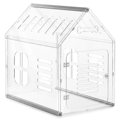 Acrylic Dog Cat House Lockable Ventilated Modern Dogs Crate Clear Dog Playpen for Small and Medium Dogs Pets 610x400x600mm