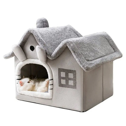 Double Roof Indoor Dog House Cat Nest Foldable Kennel Foam