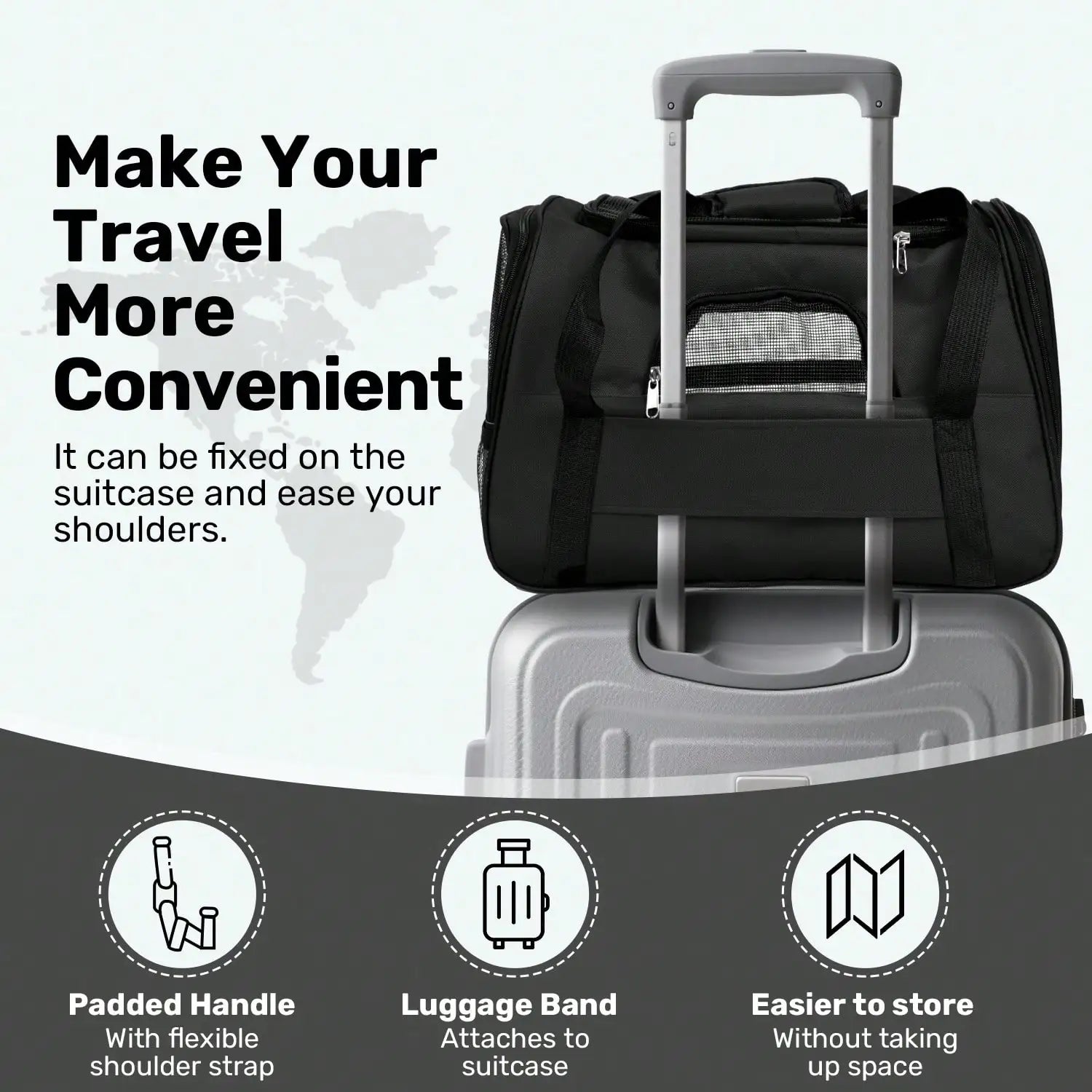 Breathable Pet Carrier Bag Airline Approved Foldable Pet Travel Carrier Secure Anti Escape Zipper Ventilated Spacious Collapsible Cat Dog Carrier Handbag With Shoulder Strap For Small Puppy Kitten Outdoor Car Travel