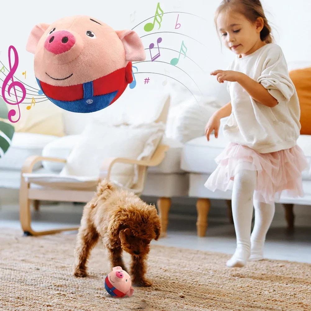 APWIKOGER Plush Automatic Bouncing Interactive Dog Toy Self Moving Squeaky
